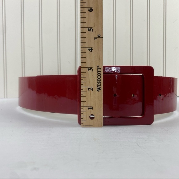 Apt. 9 Women’s Red Patent‎ Leather High Waist Rectangle Buckle Fashion Belt - Picture 5 of 10